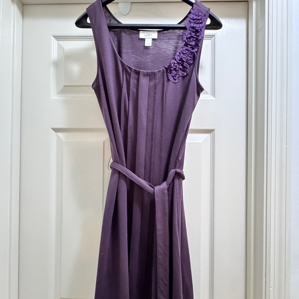 LOFT Purple Sleeveless Midi Sundress for Weddings